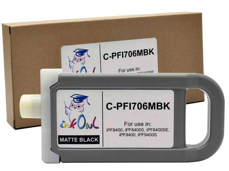 InkOwl Compatible Ink Cartridge Replacement for Canon PFI-706MBK (700ml, Matte Black) for iPF8400, iPF8400S, iPF8400SE, iPF9400, iPF9400S Printers - Image 1
